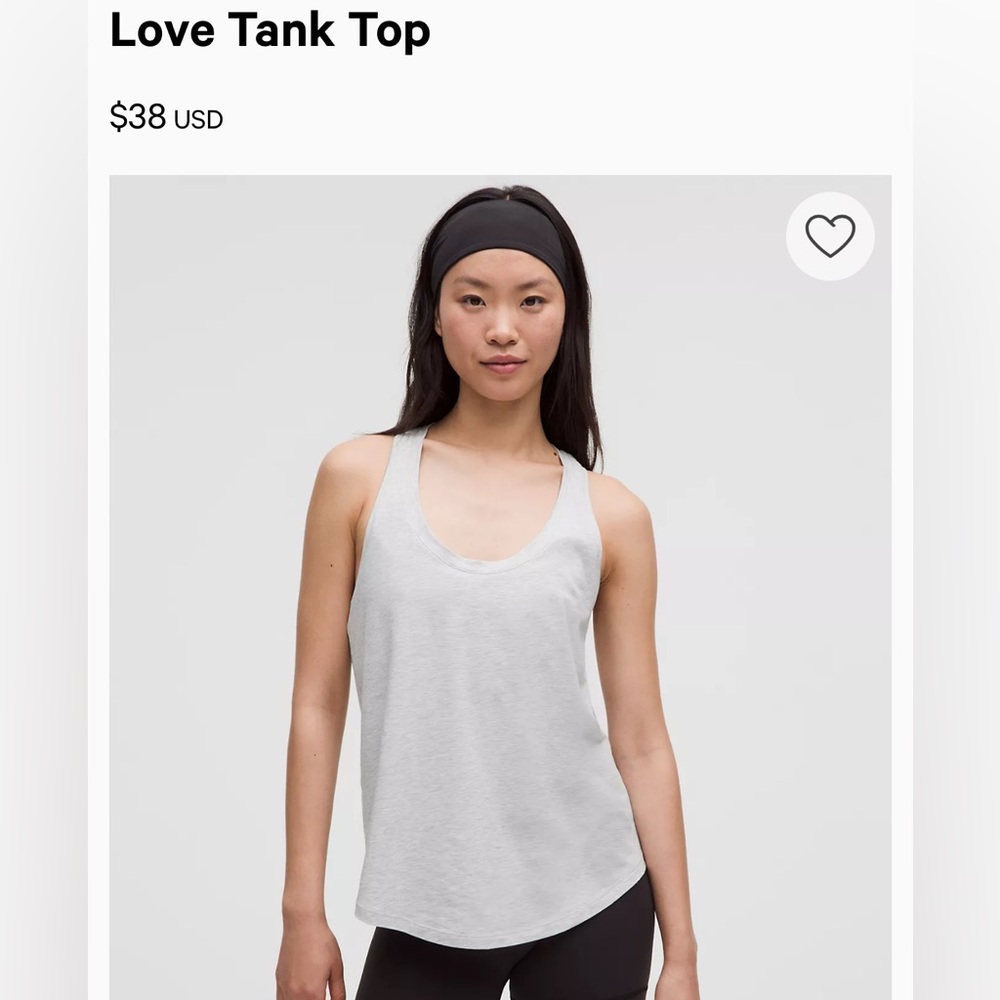 Lululemon Athletica Light Gray Love Tank Top